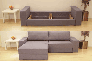 The completed self assembly corner sofa